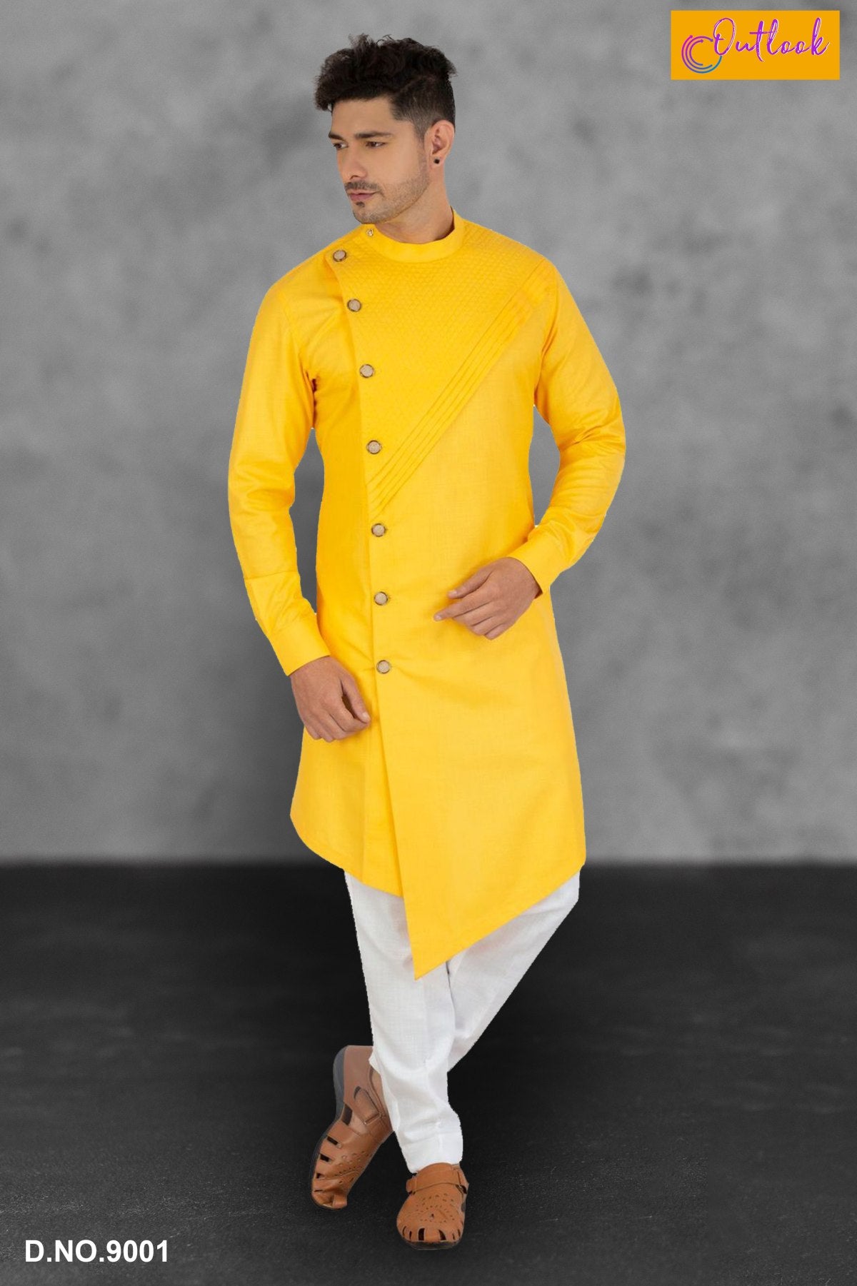 Yellow Cotton Kurta -Men's Shirt- Traditional Indian Pakistani