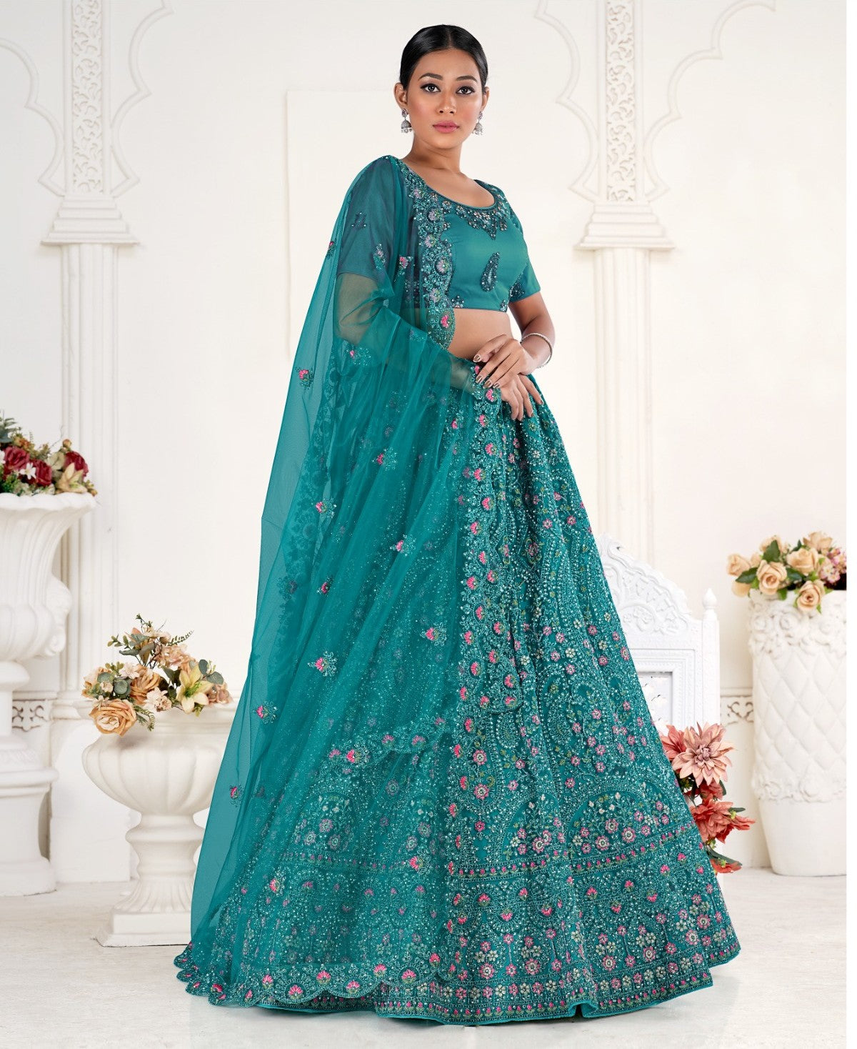 New Semi Stitiched Netted Lehenga Choli