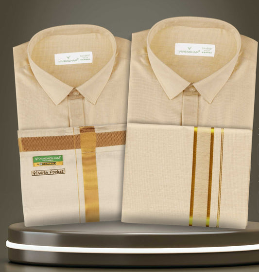 Tissue Shirt And Tissue Dhoti ( Full Sleeve )