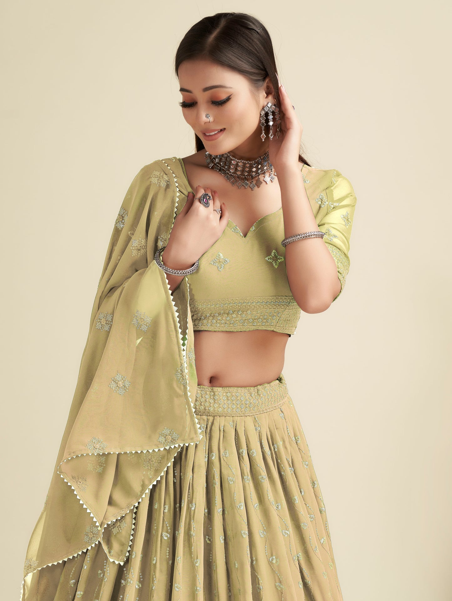 New Semi Stitiched Georgette Lehenga Choli