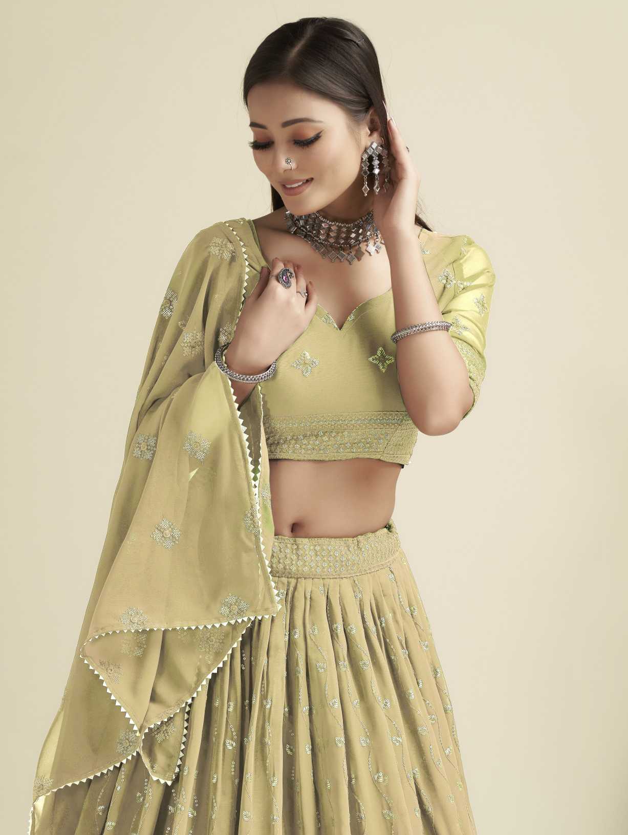 New Semi Stitiched Georgette Lehenga Choli