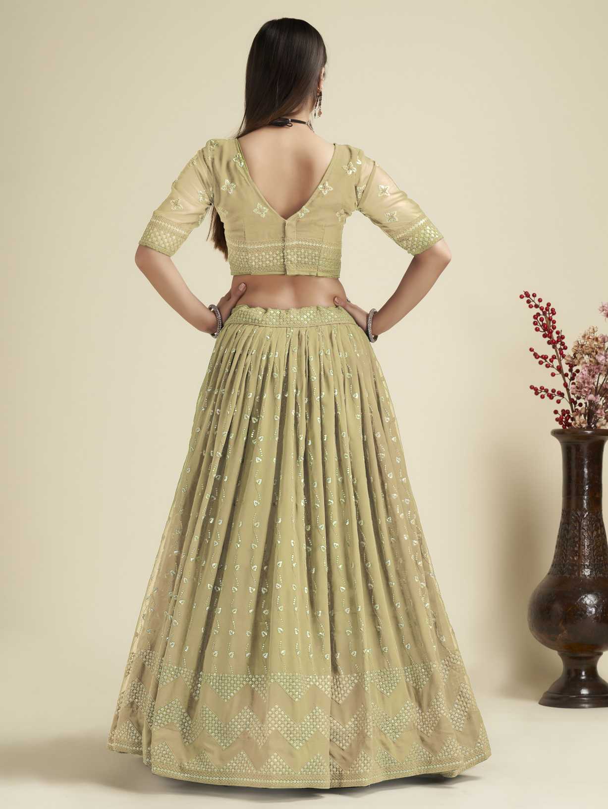 New Semi Stitiched Georgette Lehenga Choli