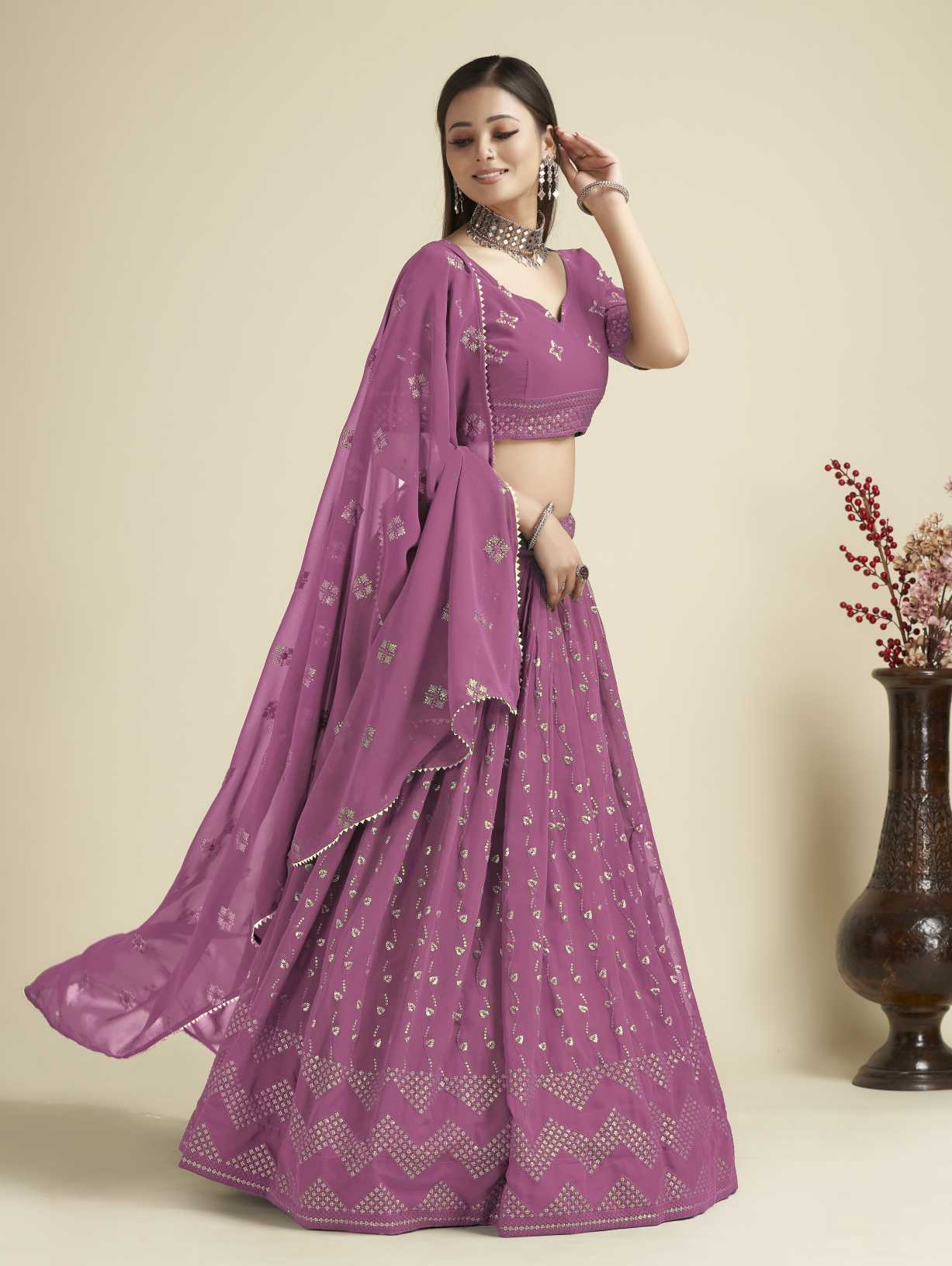 New Semi Stitiched Georgette Lehenga Choli