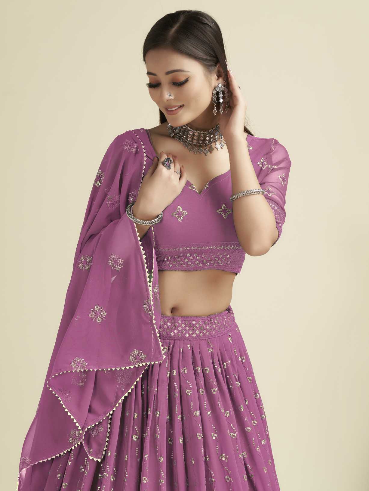 New Semi Stitiched Georgette Lehenga Choli