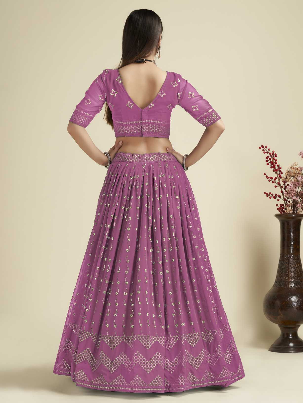 New Semi Stitiched Georgette Lehenga Choli