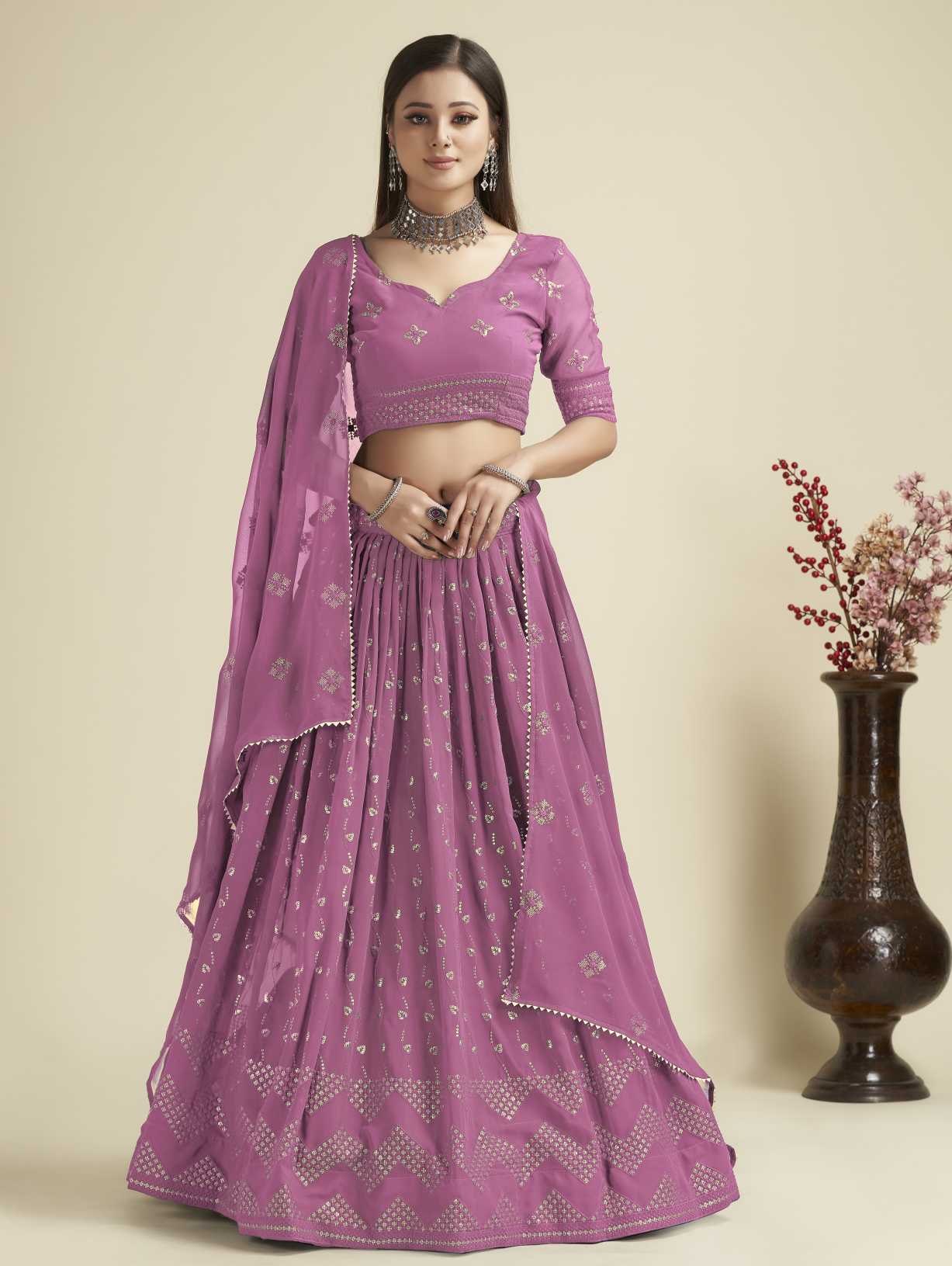 New Semi Stitiched Georgette Lehenga Choli