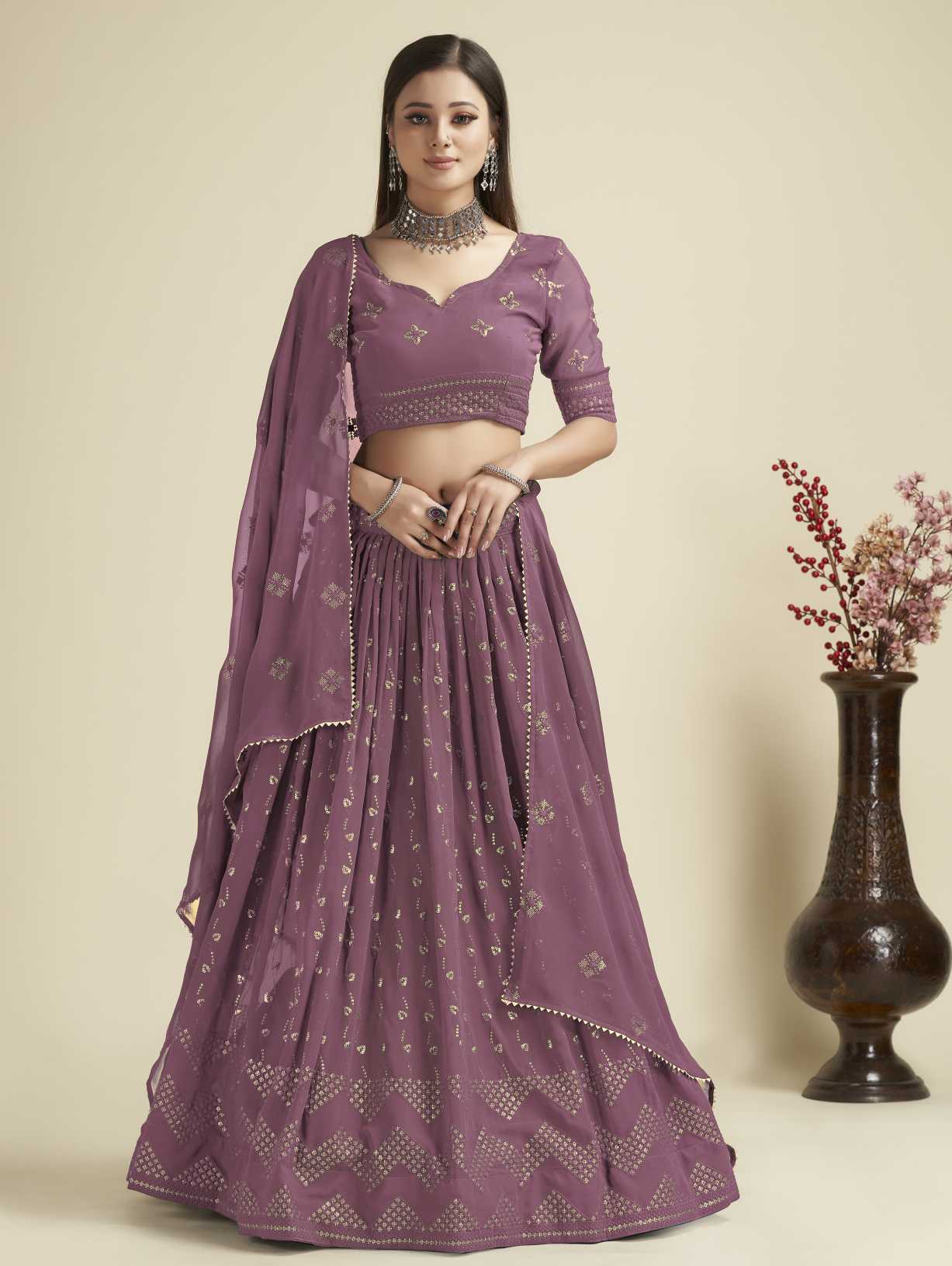 New Semi Stitiched Georgette Lehenga Choli