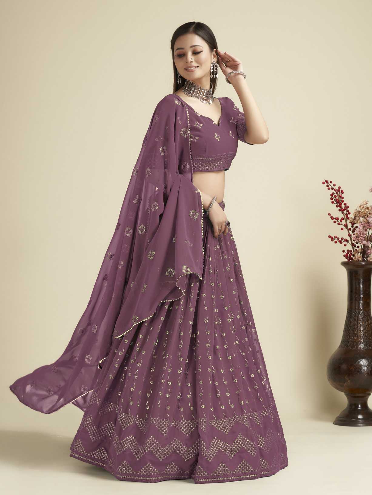 New Semi Stitiched Georgette Lehenga Choli