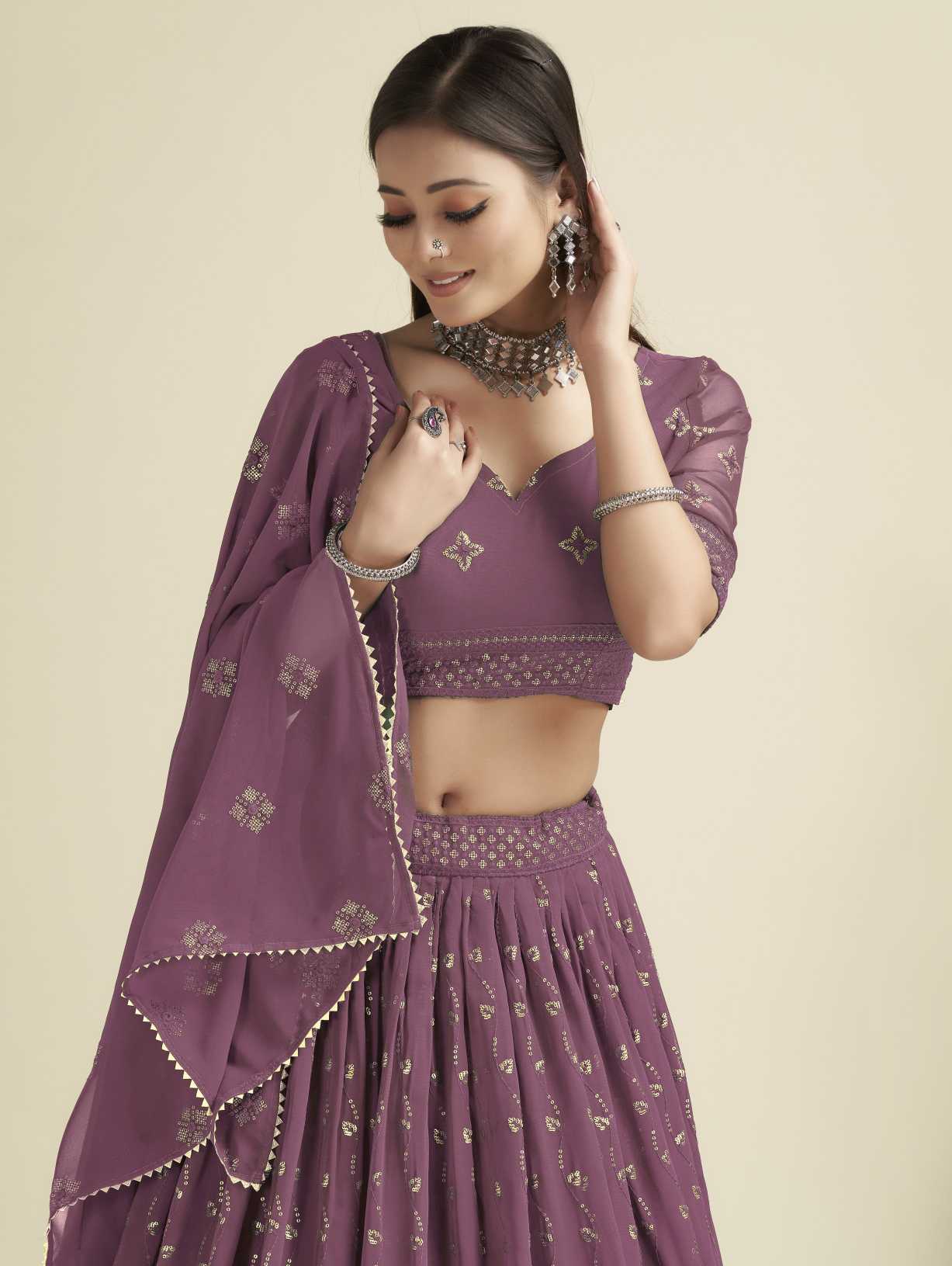 New Semi Stitiched Georgette Lehenga Choli