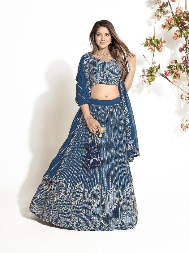 New Semi Stitiched Georgette Lehenga Choli