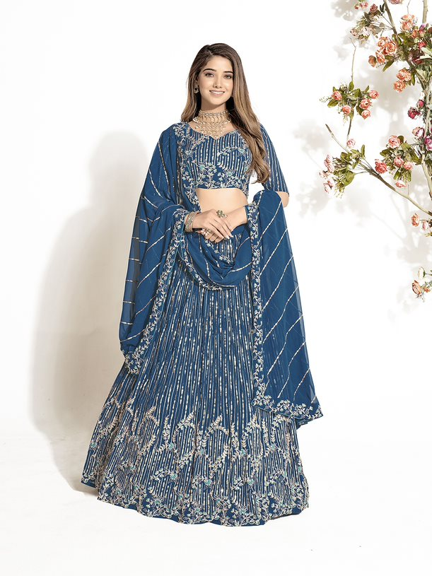 New Semi Stitiched Georgette Lehenga Choli