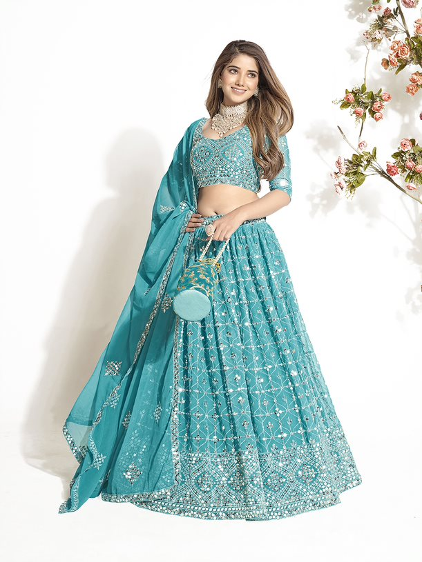 New Semi Stitiched Georgette Lehenga Choli