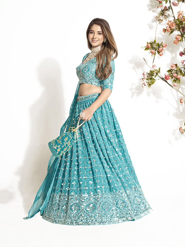 New Semi Stitiched Georgette Lehenga Choli