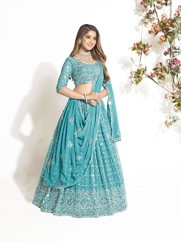 New Semi Stitiched Georgette Lehenga Choli