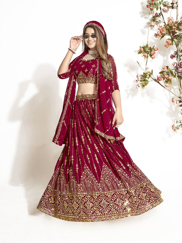 New Semi Stitiched Georgette Lehenga Choli