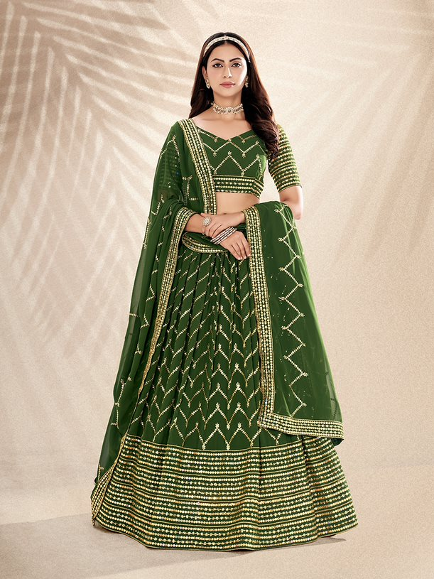 New Semi Stitiched Georgette Lehenga Choli