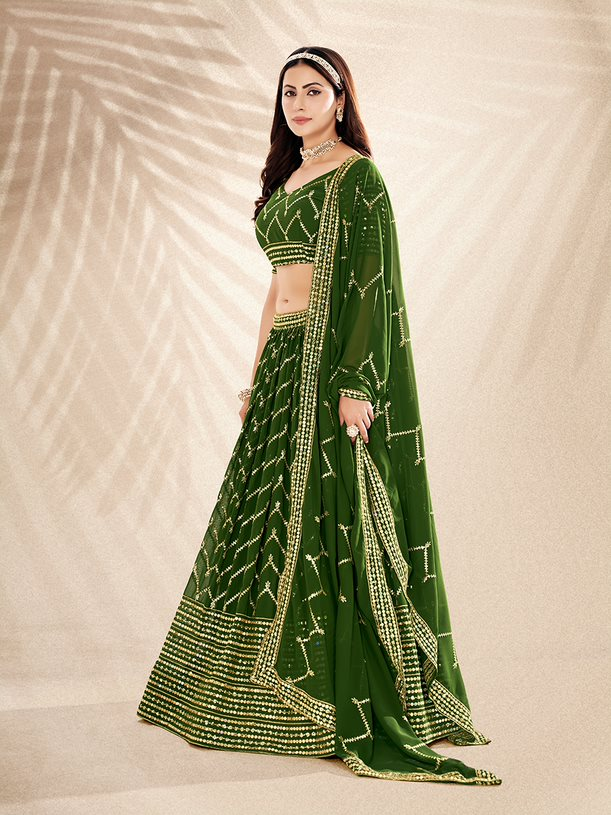 New Semi Stitiched Georgette Lehenga Choli