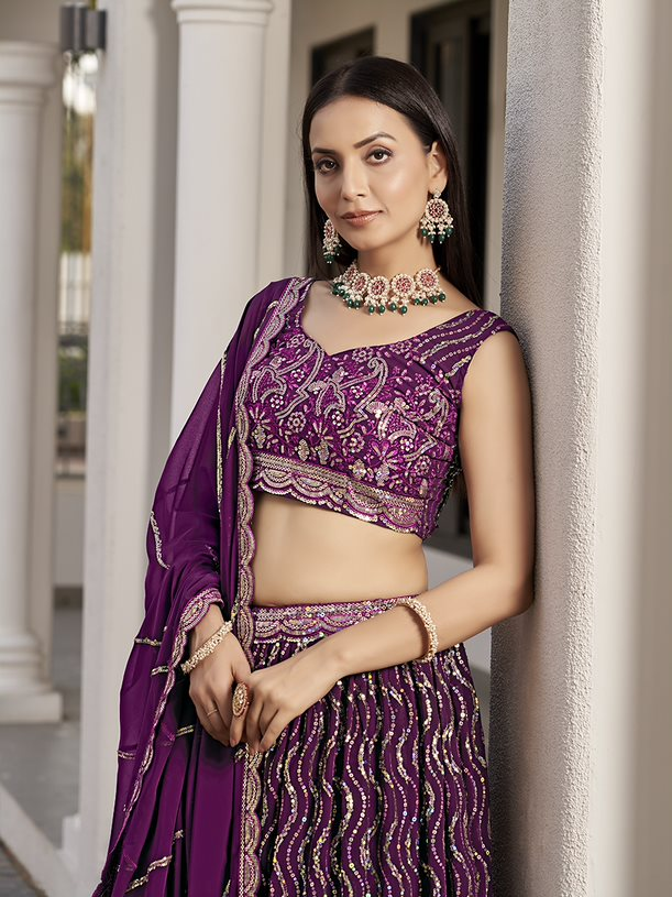 New Semi Stitiched Georgette Lehenga Choli