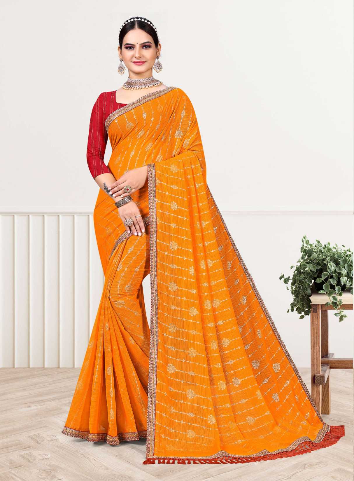 Fancy Border with Foil Work Saree