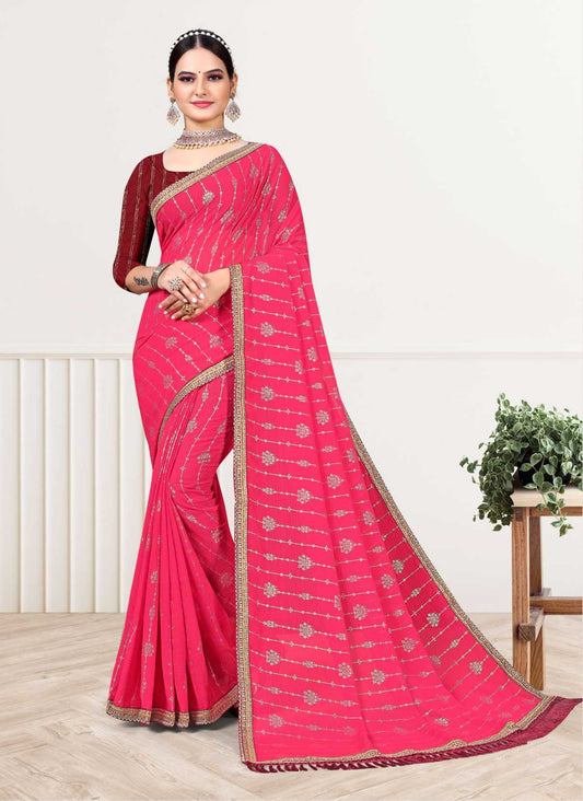 Fancy Border with Foil Work Saree