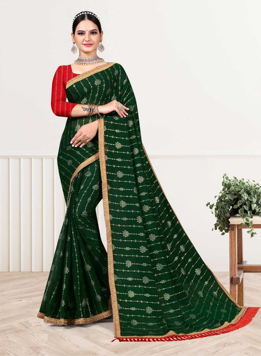 Fancy Border with Foil Work Saree