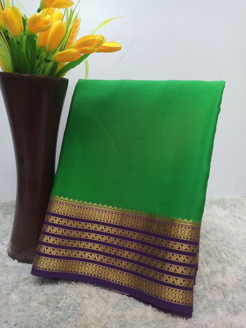 OFLINE SELECTION Women's Mysore silk Saree with Blouse Piece (Pista) :  Amazon.in: Fashion