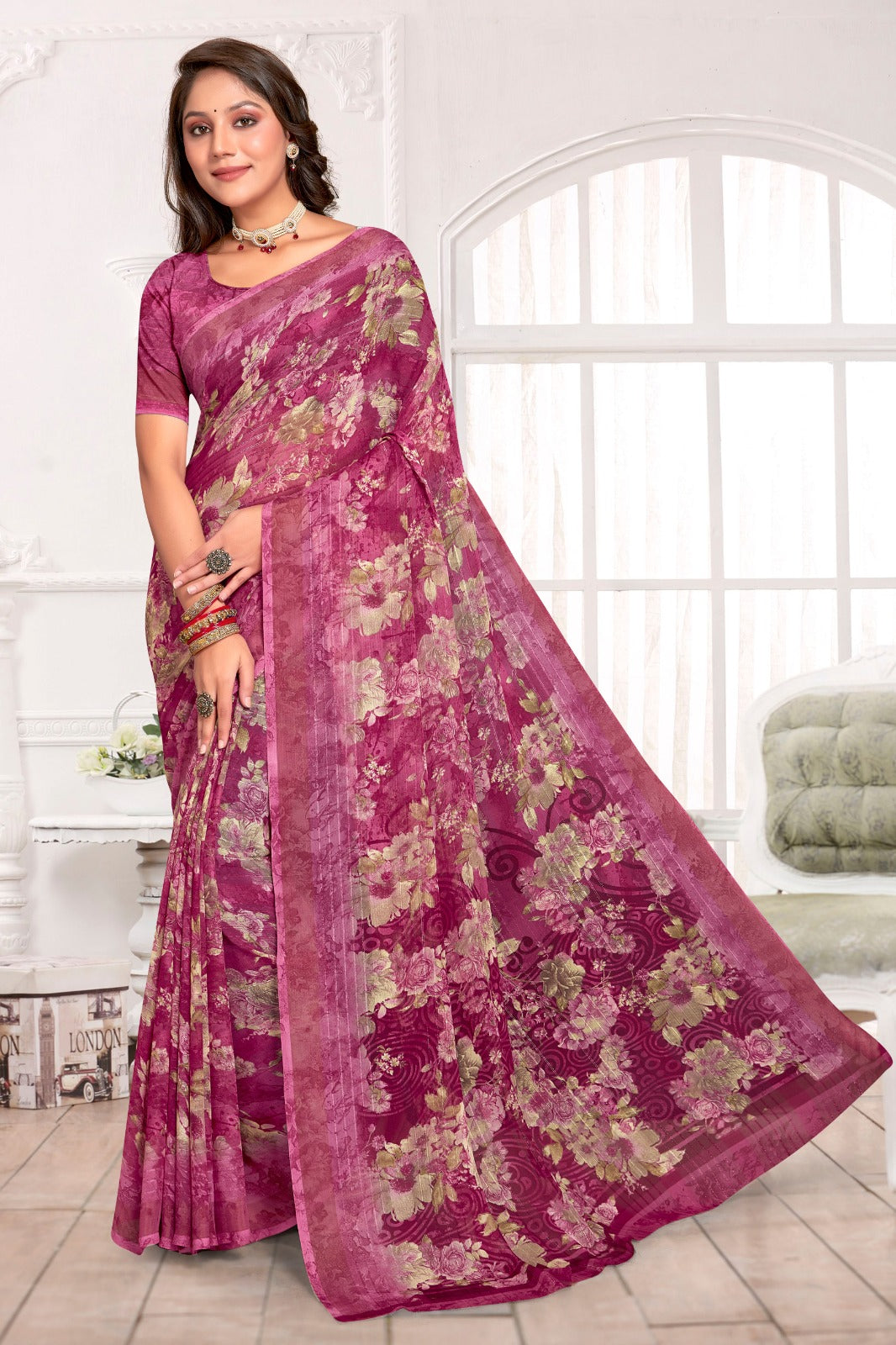 Georgette Silk saree