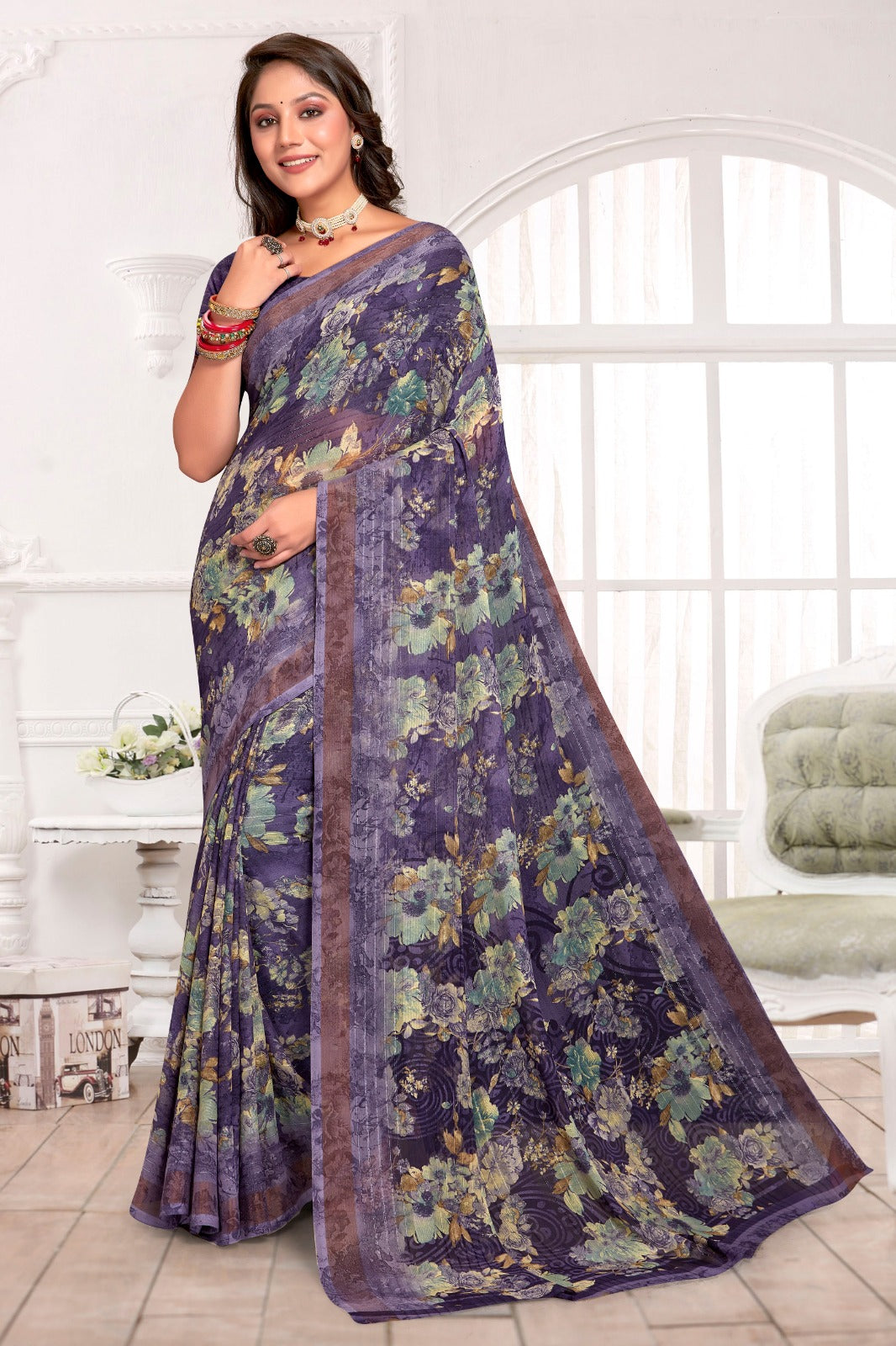 Georgette Silk saree