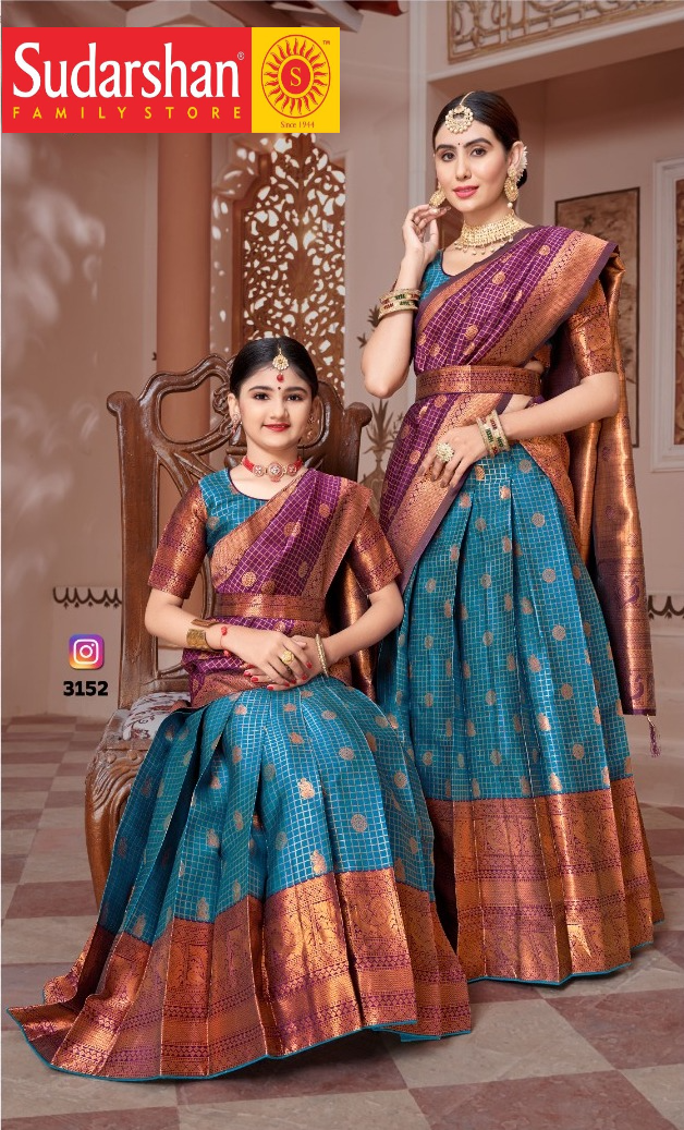 ReadyMade Art Silk Lehenga With Silk Duppatta ( Mother and Daughter )