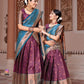 ReadyMade Art Silk Lehenga With Silk Duppatta ( Mother and Daughter )