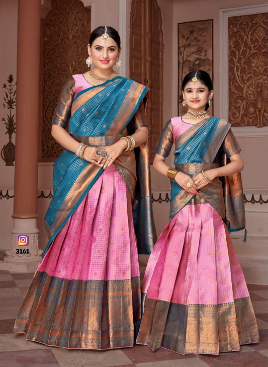 ReadyMade Art Silk Lehenga With Silk Duppatta ( Mother and Daughter )