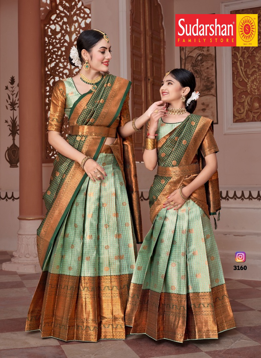 ReadyMade Art Silk Lehenga With Silk Duppatta ( Mother and Daughter )