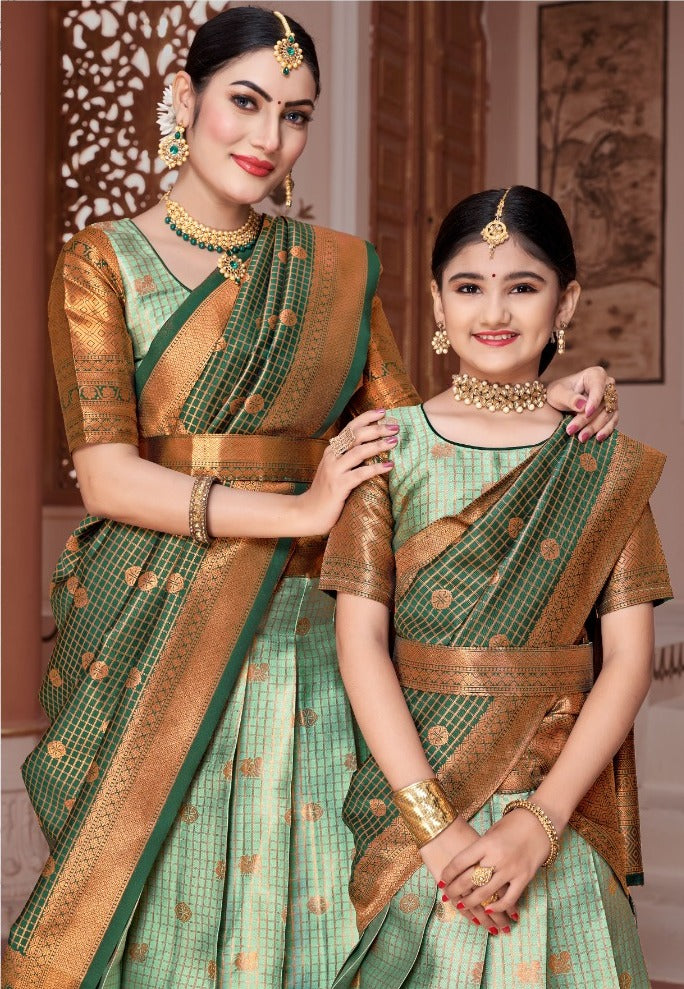 ReadyMade Art Silk Lehenga With Silk Duppatta ( Mother and Daughter )