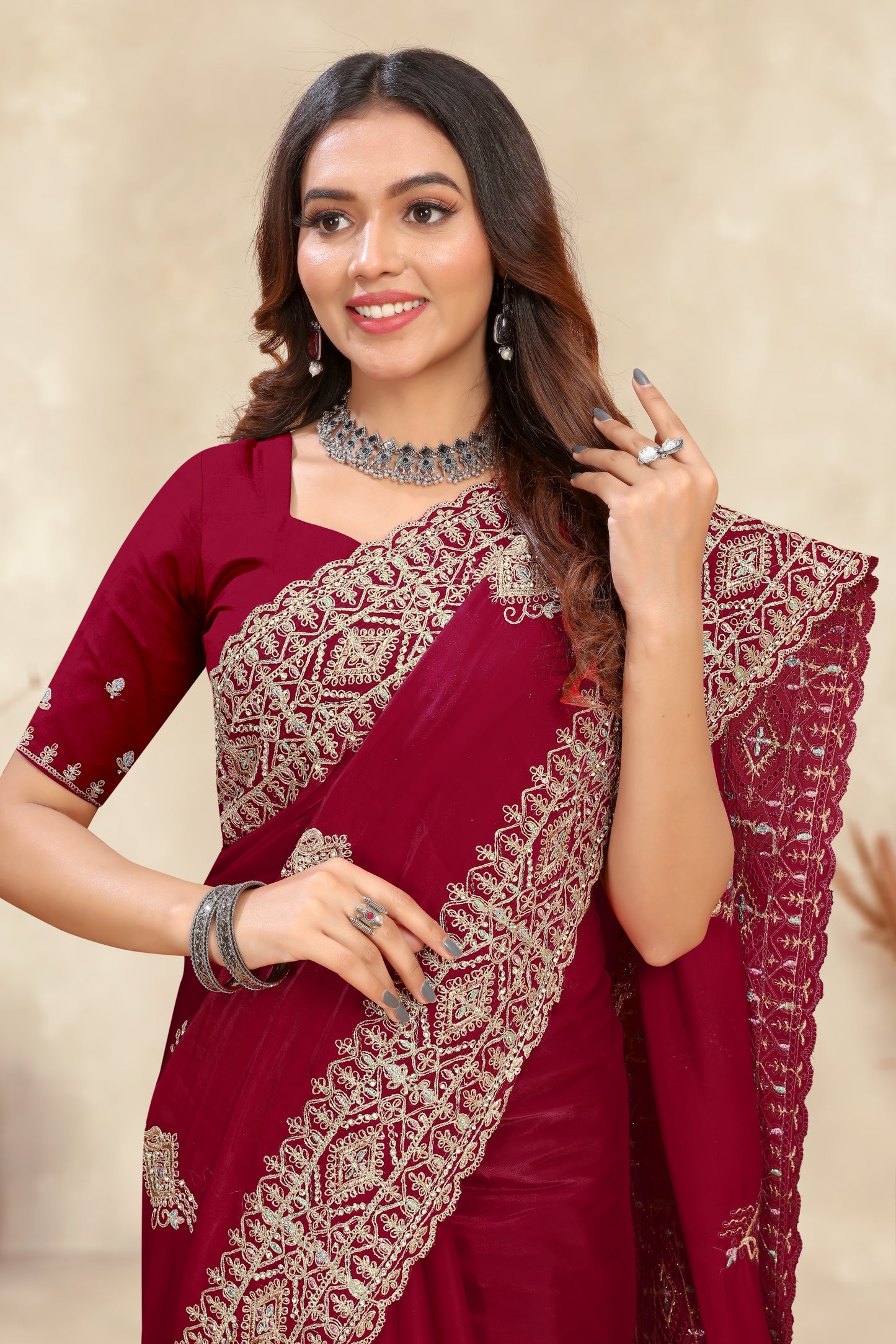 Catalog Designer Embroidery Work Saree