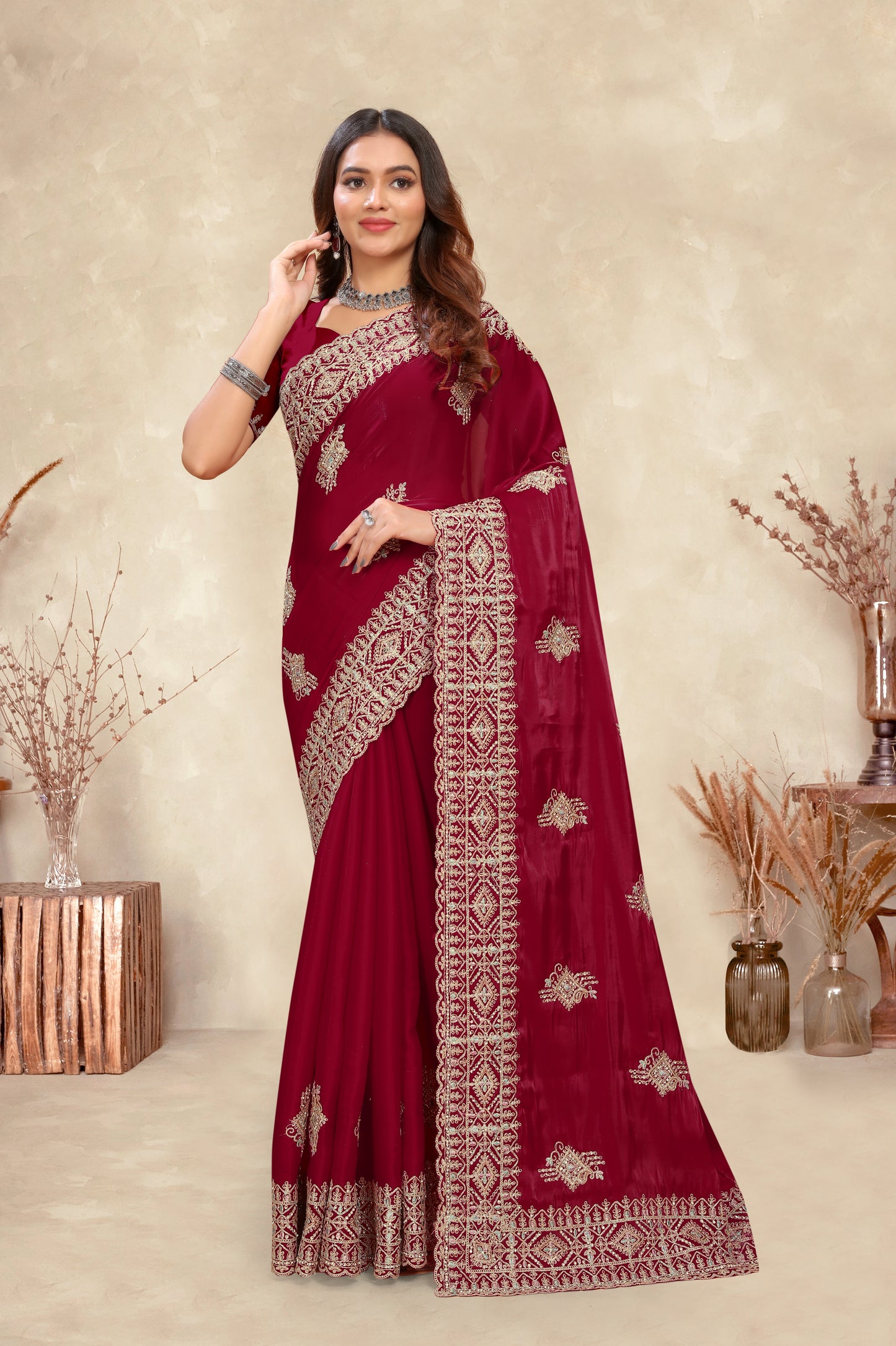 Catalog Designer Embroidery Work Saree