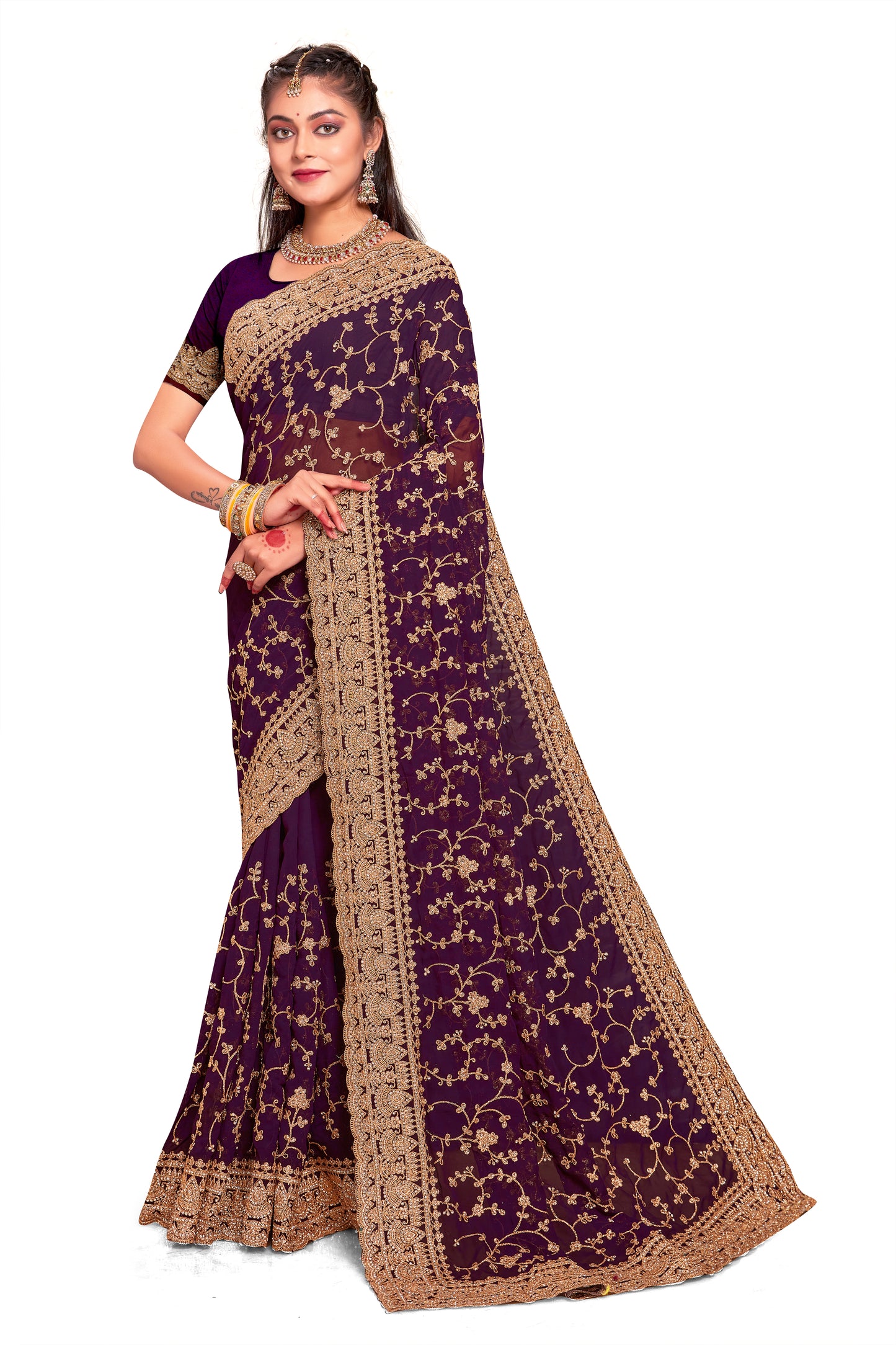 Catalog Designer Embroidery Work Saree