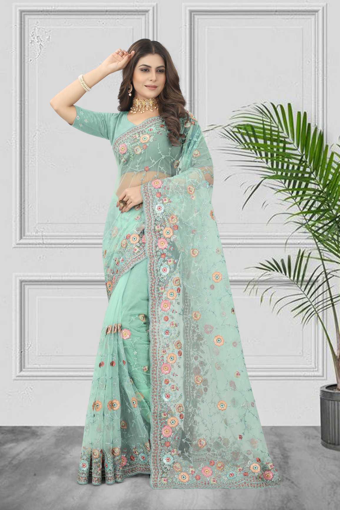 Embroidery Work Saree