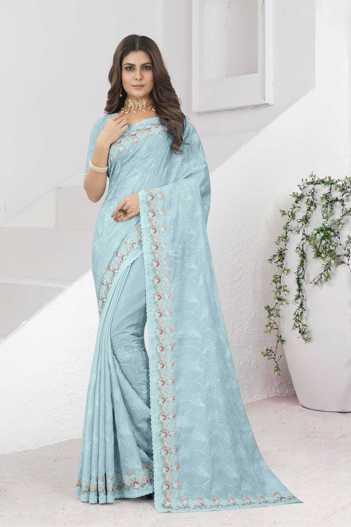 Embroidery Work Saree