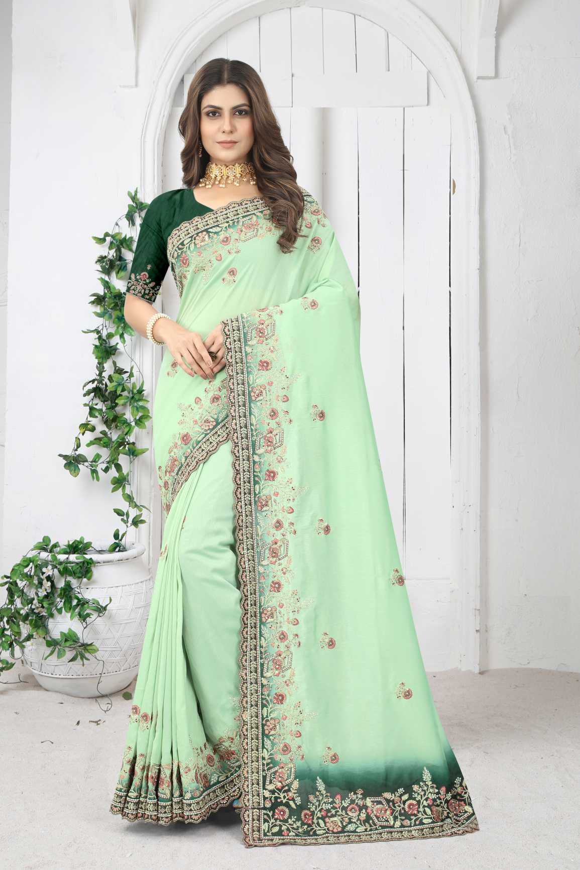 Embroidery Work Saree