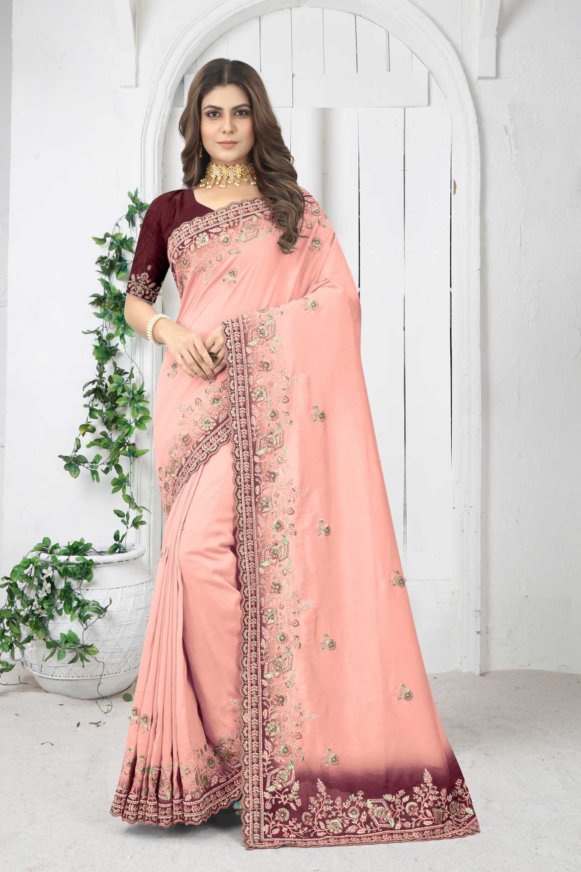 Embroidery Work Saree