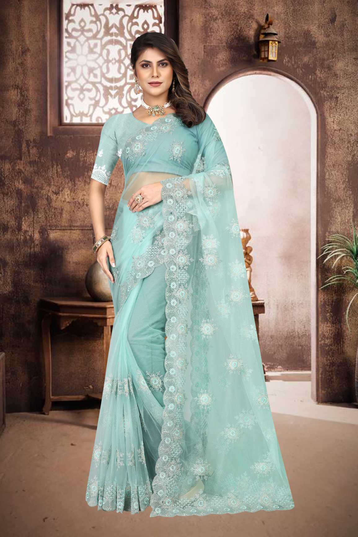 Embroidery Work Saree