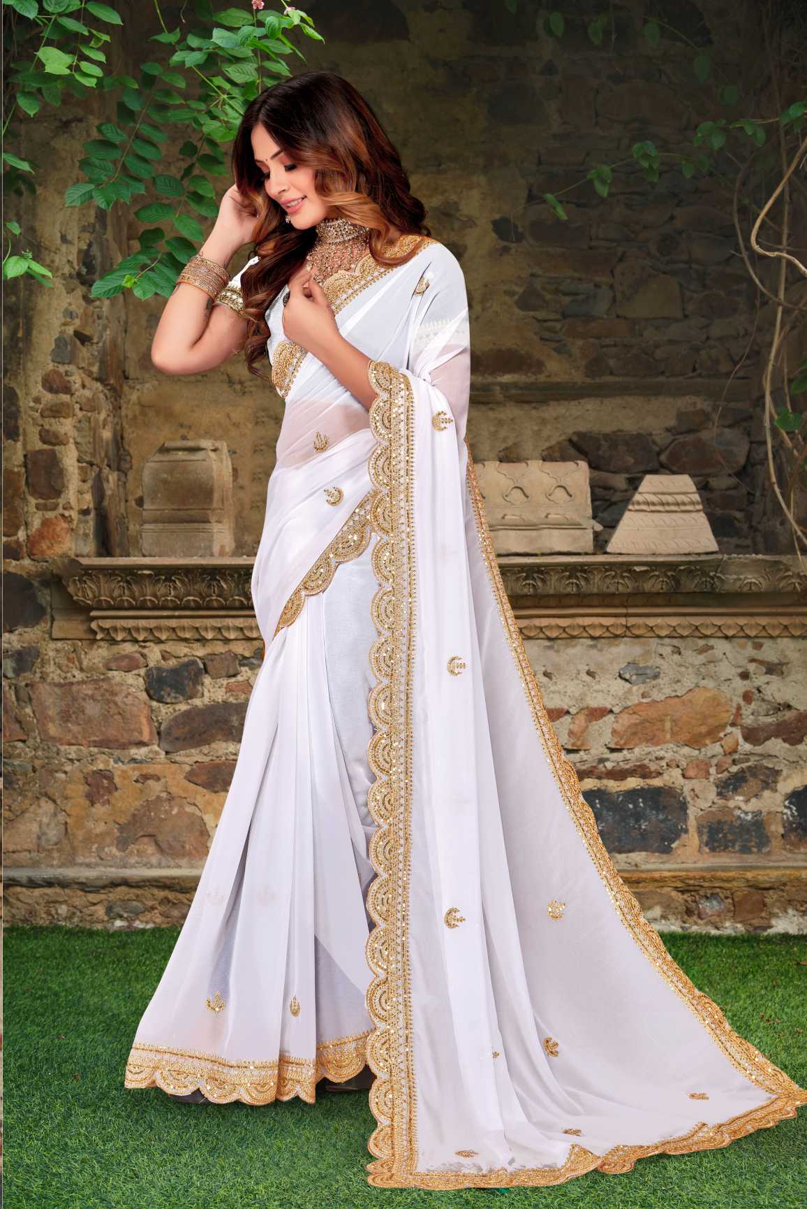 Georgette Silk Saree With Embroidery Work