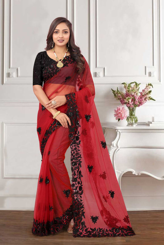 Georgette Silk Saree With Embroidery Work