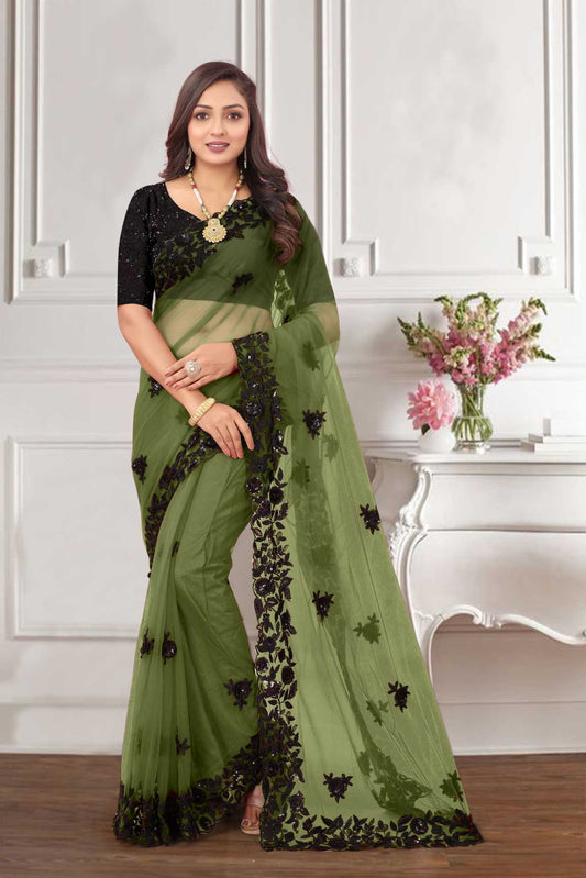 Georgette Silk Saree With Embroidery Work