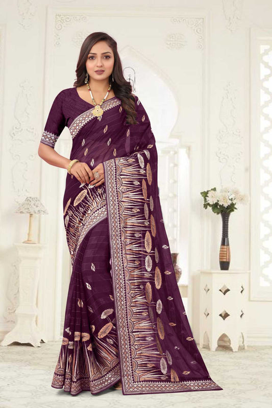 Georgette Silk Saree With Embroidery Work