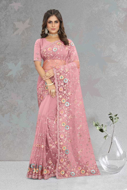 Georgette Silk Saree With Embroidery Work