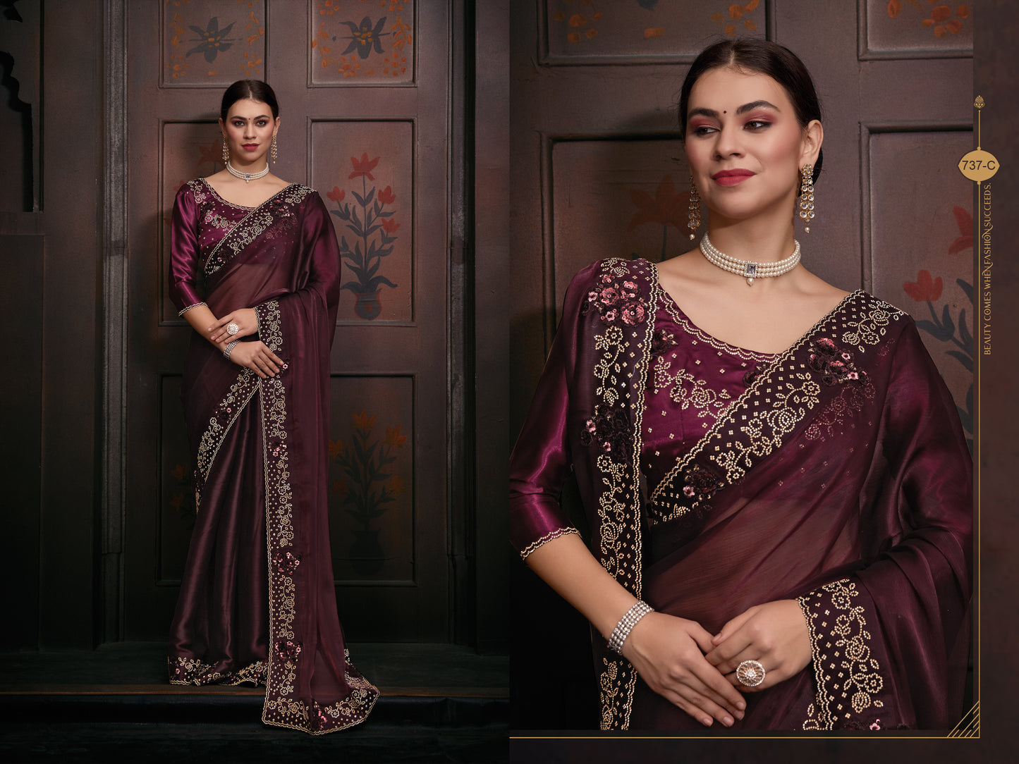 Catalog Designer Embroidery Work Saree