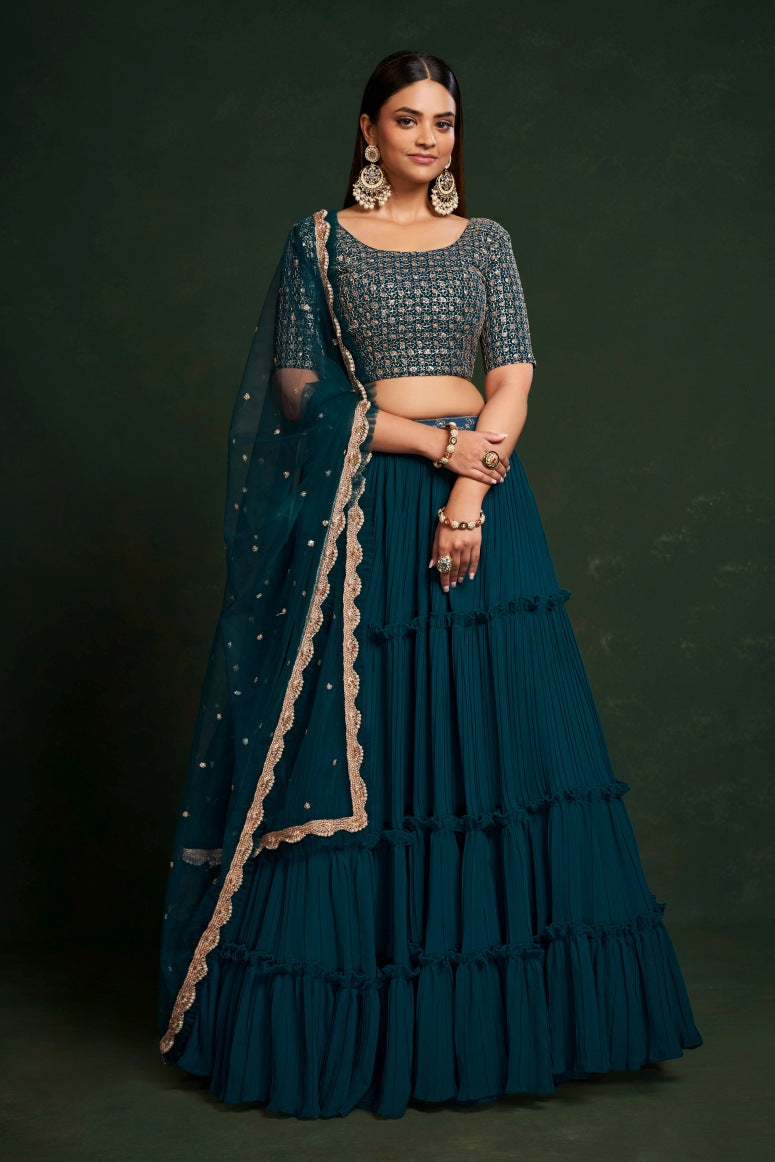 New Semi Stitiched Georgette Lehenga Choli