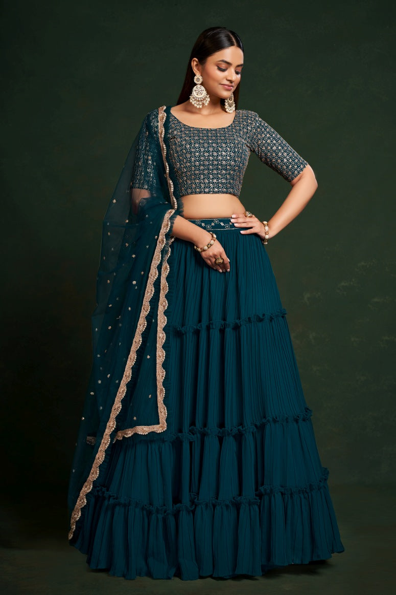 New Semi Stitiched Georgette Lehenga Choli