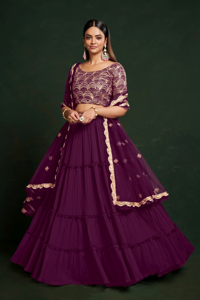 New Semi Stitiched Georgette Lehenga Choli